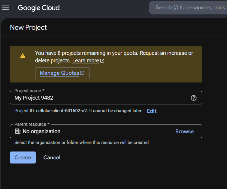 creating a new project